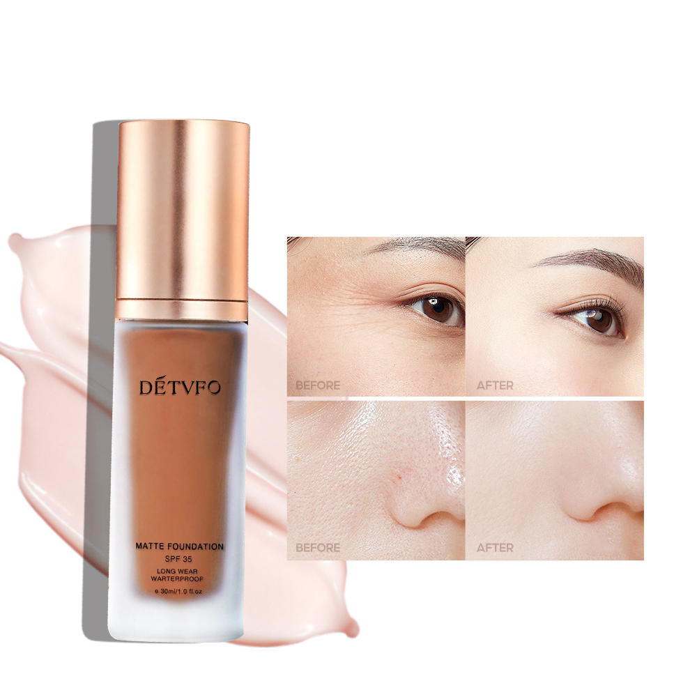 Private Brand Customized Label Full Coverage Liquid Matte Foundation for Black Women