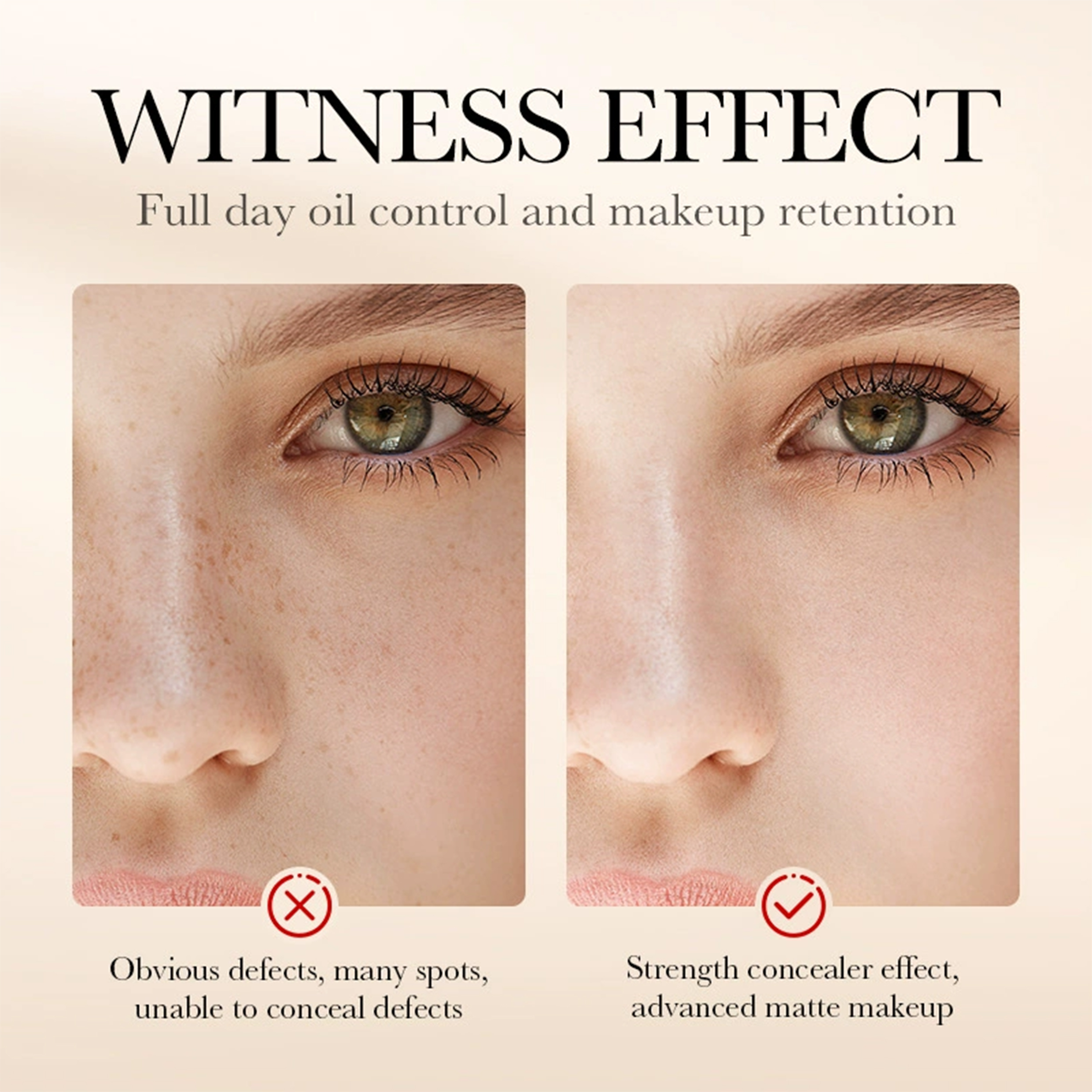 Professional Full Coverage Liquid Foundation Concealer Long Lasting Waterproof Sweatproof Natural Finish Oil-Control 24H Wear