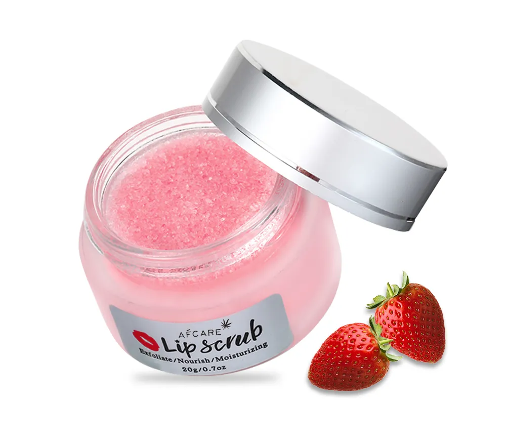 Moisturizing Exfoliating Skin Care Strawberry Flavor Pink Body Face Lip Scrub
