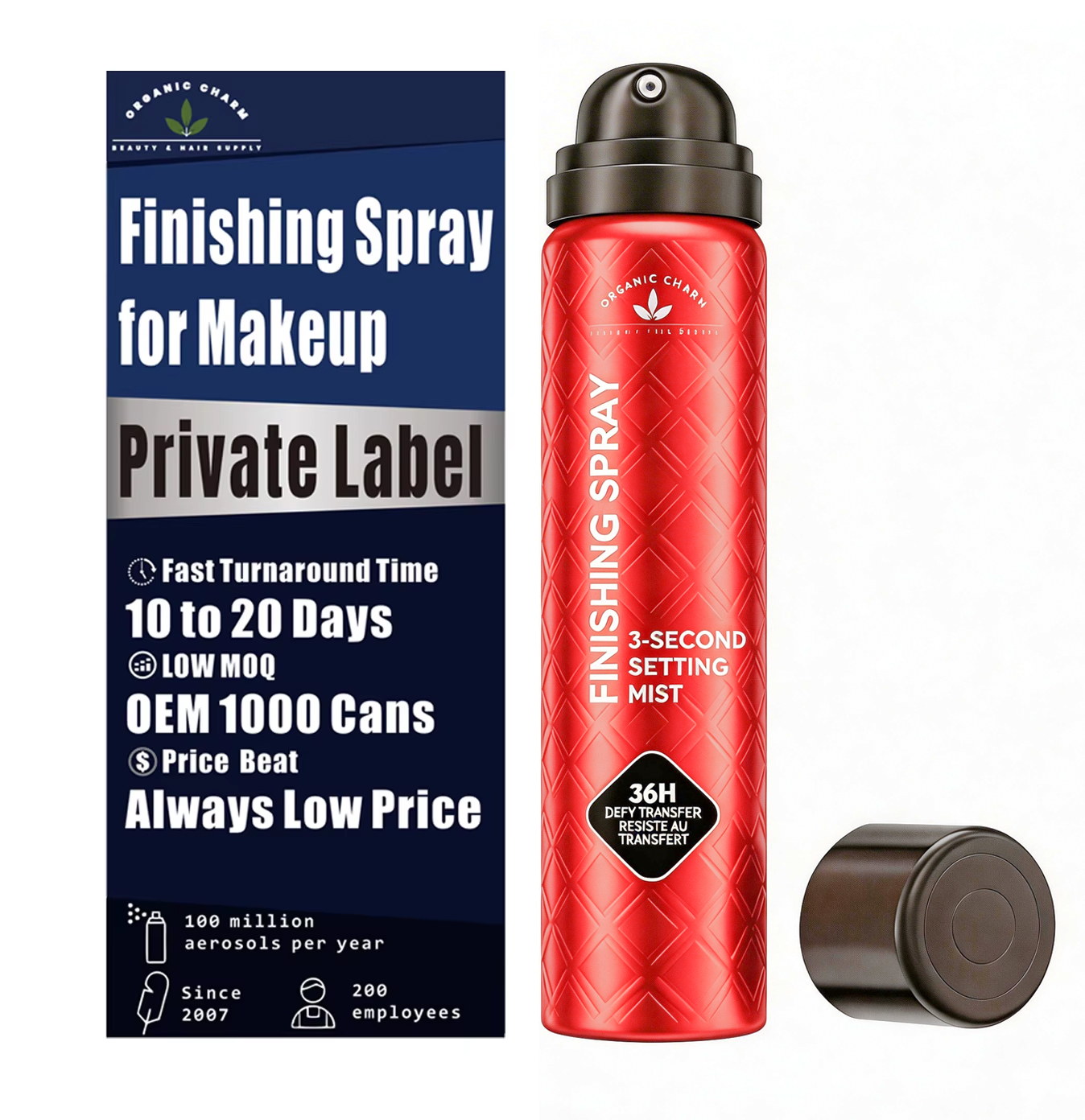 Private Label 3 Second Setting Spray For Microfine Mist 36HR Lock Makeup Extender Sweatproof Transfer Resistant