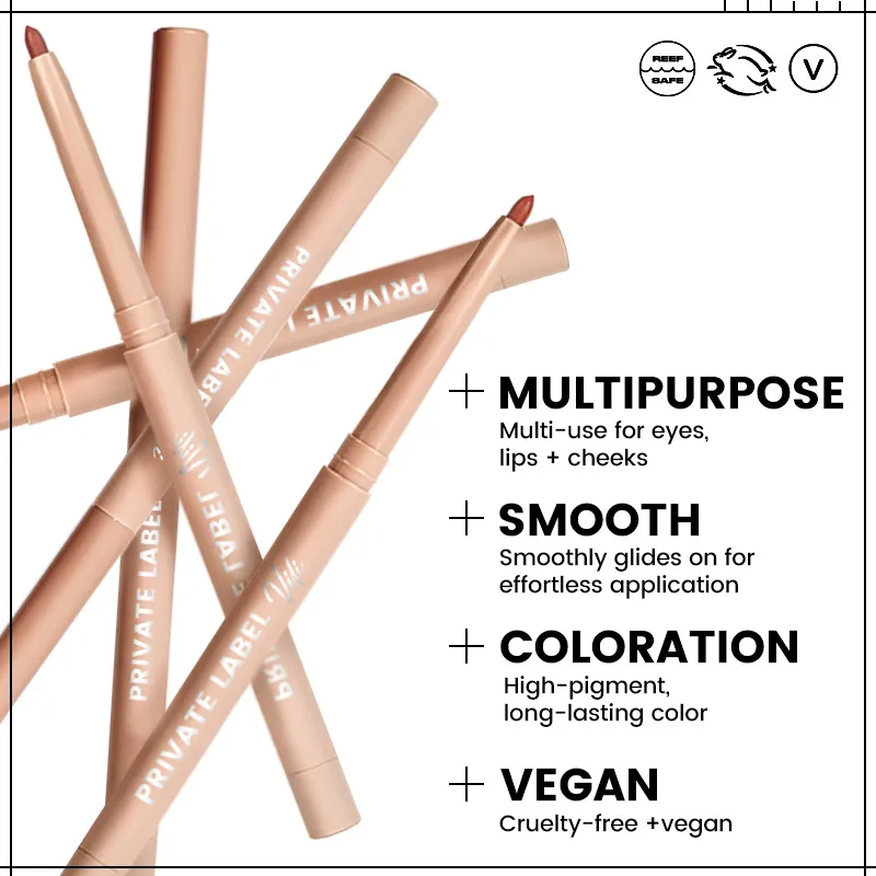 Makeup Pigmented Vegan Retractable Creamy Soft Touch Auto Lip Liner Lipliner Pencil