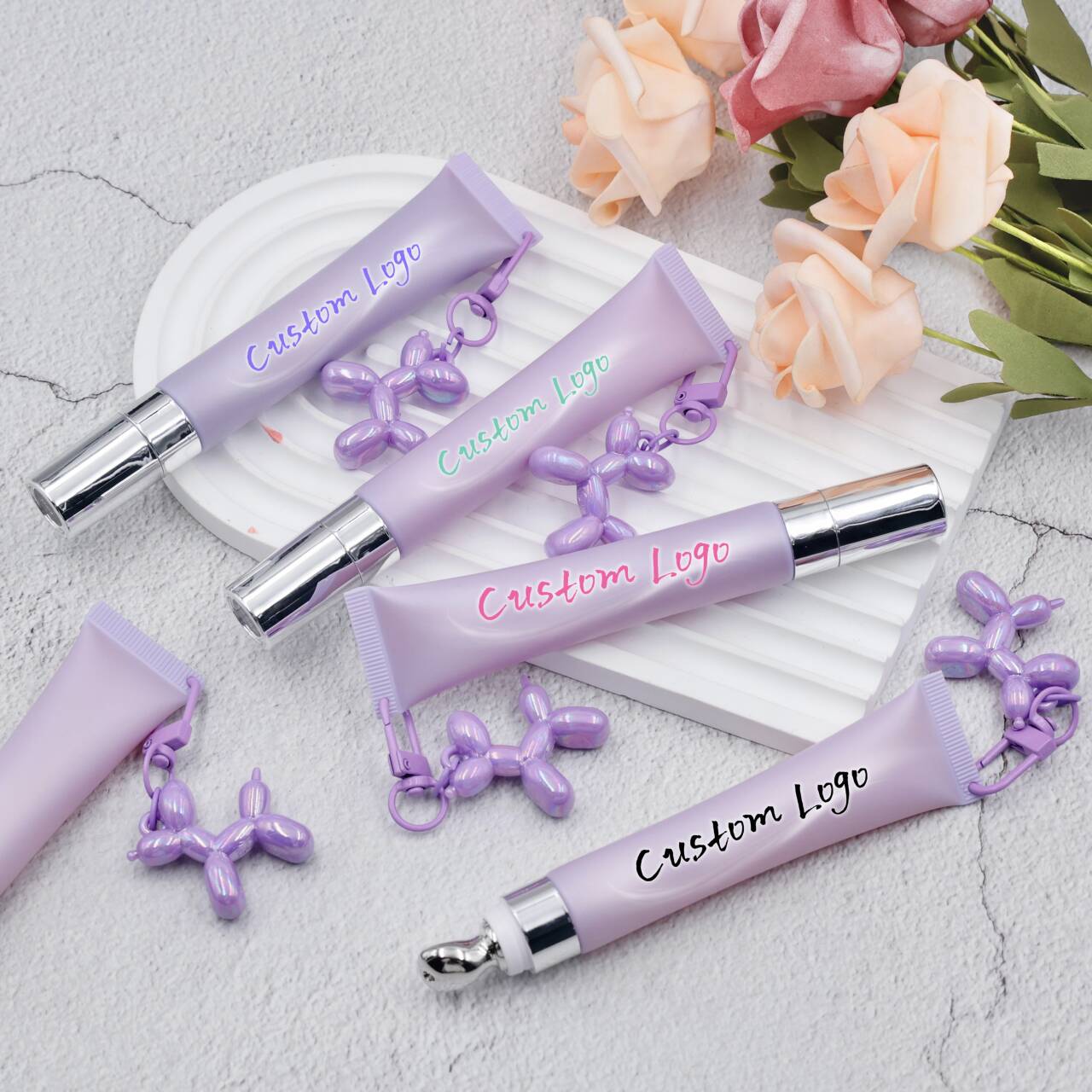 Private Label Wholesale Squeeze Tube Keychain Lip Oil Organic Vegan Long Lasting Moisturizing Lip Plump Oil Tint