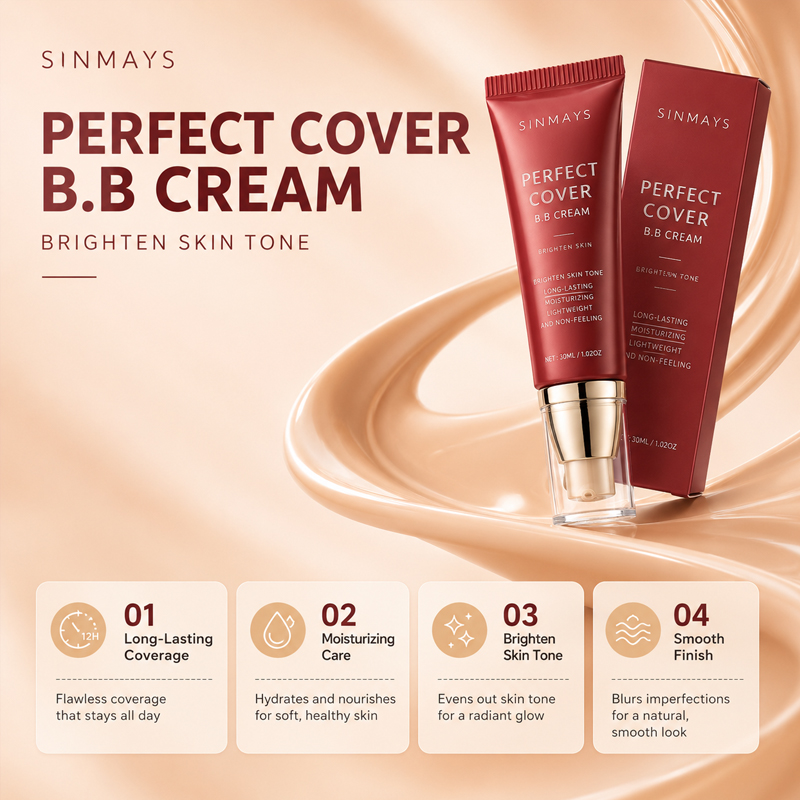 Perfect Cover BB Cream Full Coverage Foundation Moisturizing Brightening Concealer Long Lasting Lightweight Makeup Cream