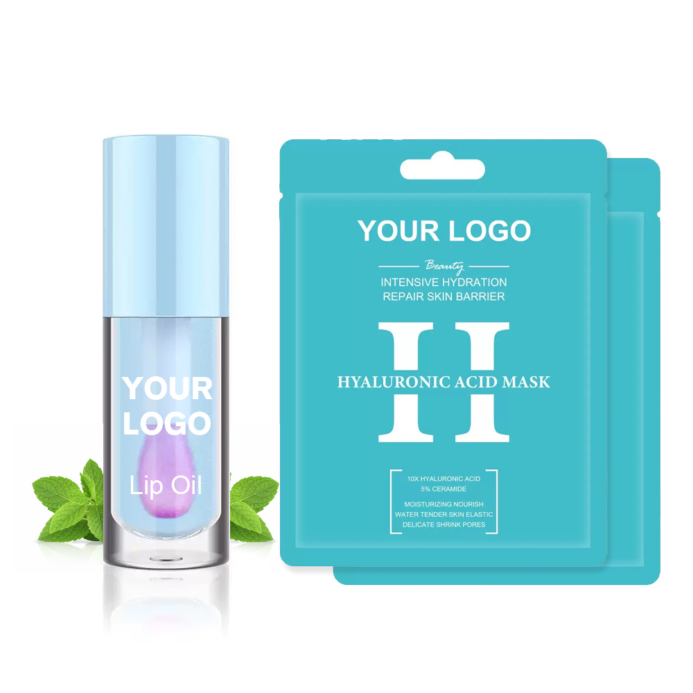 Top Quality Private Label Lip Oil + 2-Piece Mask Skin Care Makeup
