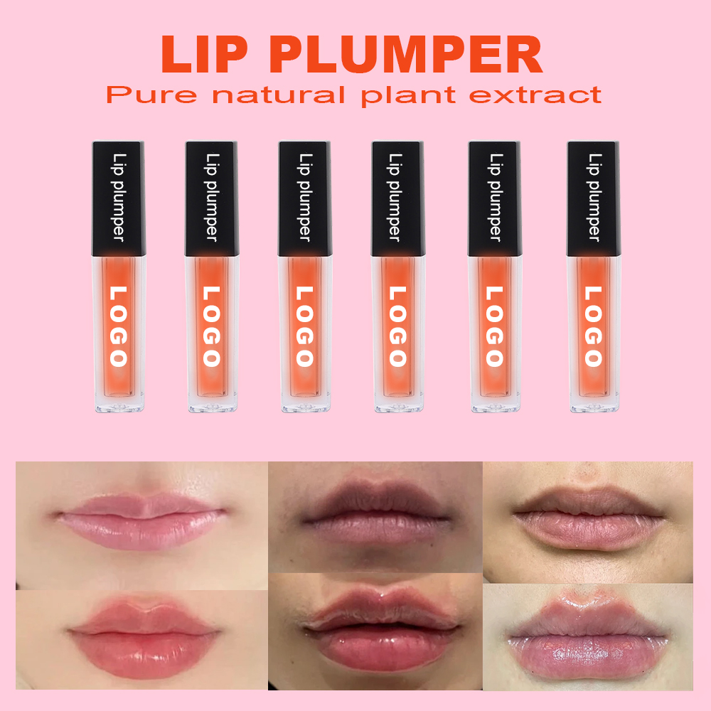 New Private Label Custom Logo Long Lasting Organic Clear Vegan Best Hyaluronic Lip Filler Wholesale Lip Plumper Gloss