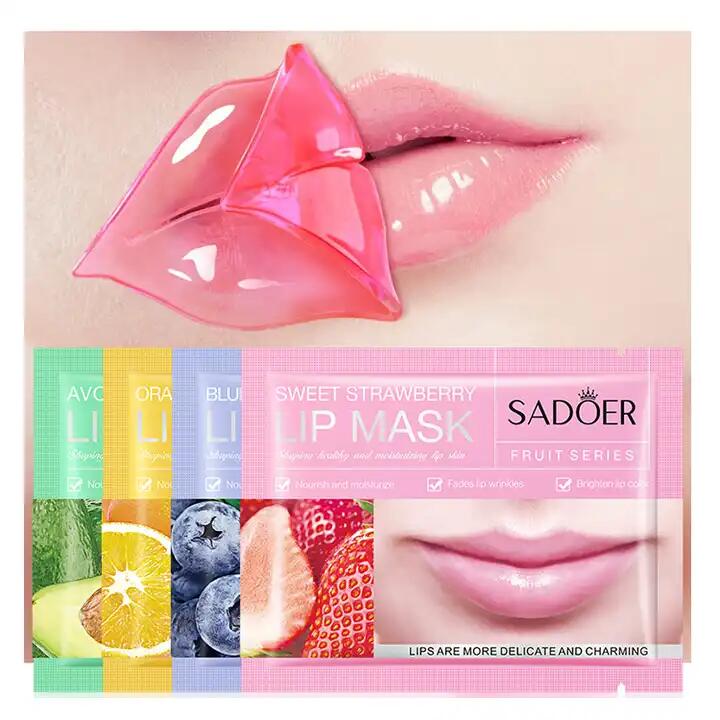 SADOER Lip Care Fruit Strawberry Blueberry Avocado Orange Moisturizing Collagen Lip Mask Nourish Lip Skin Care Products