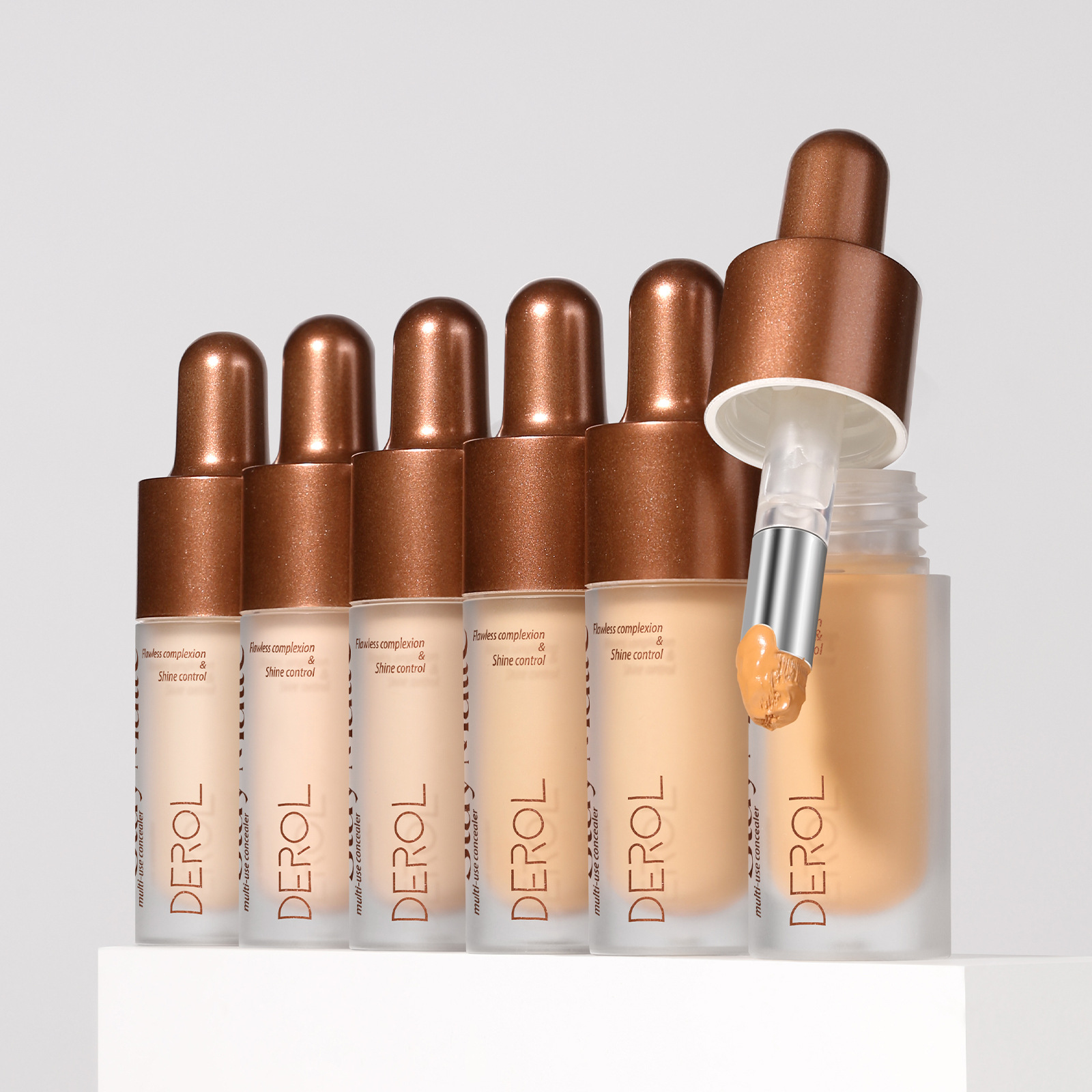 DEROL Natural Nude Cream Concealer Palette Moisturizing Liquid Pencil for Face Skin Contour Covers Acne Marks Dark Mineral