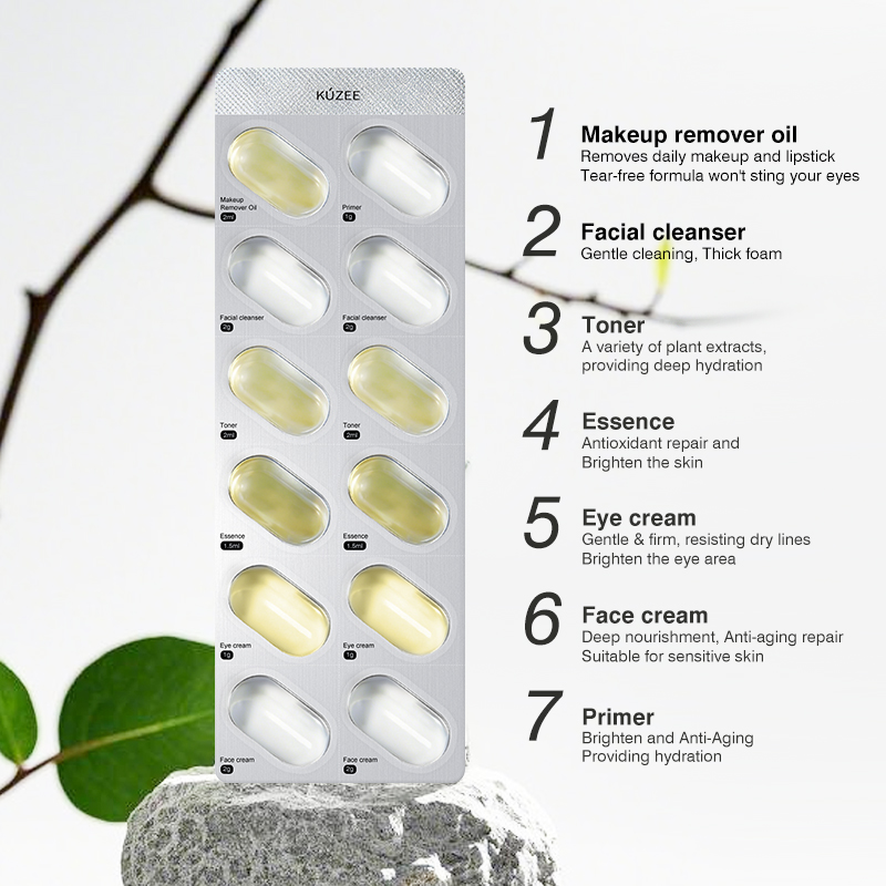 All In One Primer Makeup Removal Oil Cleansing Skincare Toner Eye Cream Face Cream Serum Capsules Skin Care Set