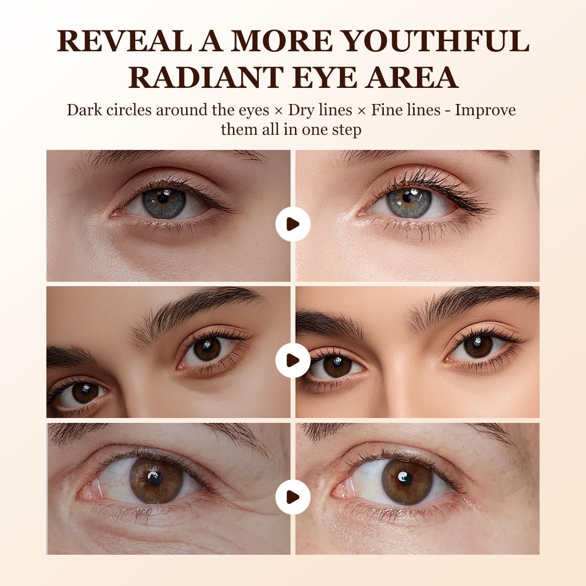 Private Label Anti-Aging Revive Peptide Caffeine Eye Serum Hydrating Smoothing Under Eye Serum Roller For Wrinkles Dark Circles