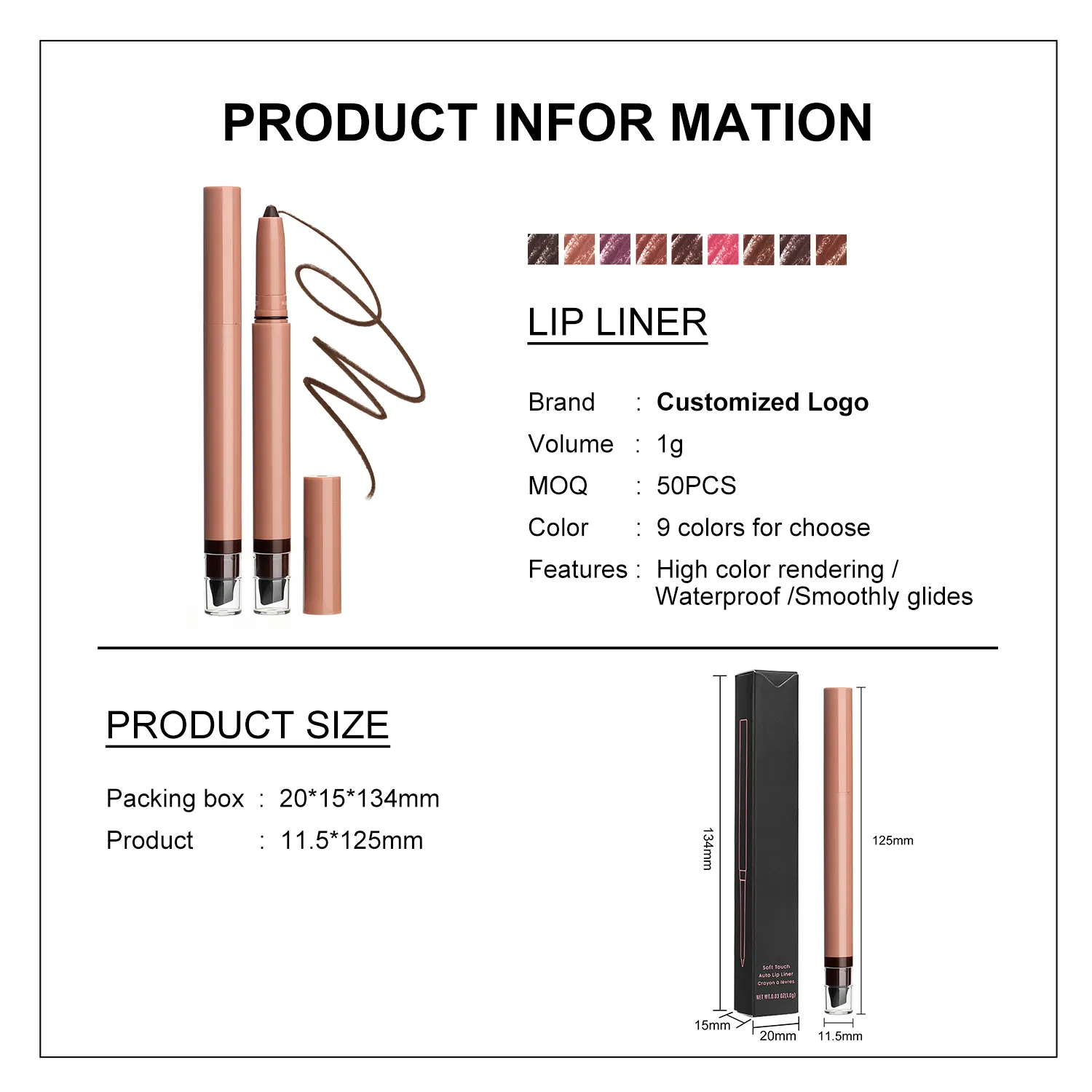 High Coverage Customization Makeup Lip Liner for Candlelight Dinner