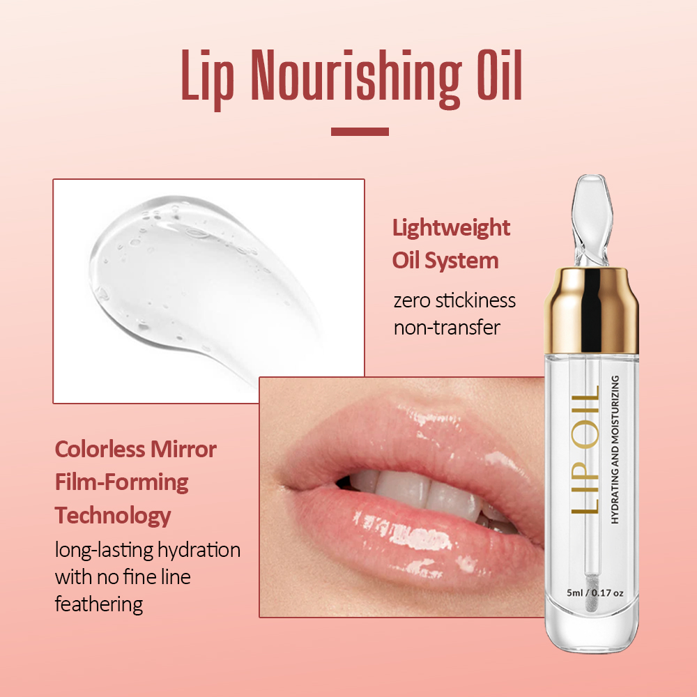 Private Label Natural Lip Care Products Pink Hyaluronic Acid Moisturizing Lip Gloss Lip Oil Plumping Effect