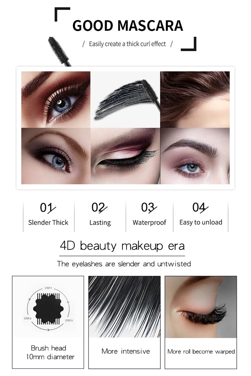 Lasting Waterproof Extension Lengthening Curling Eyelash 4D Fiber Mascara