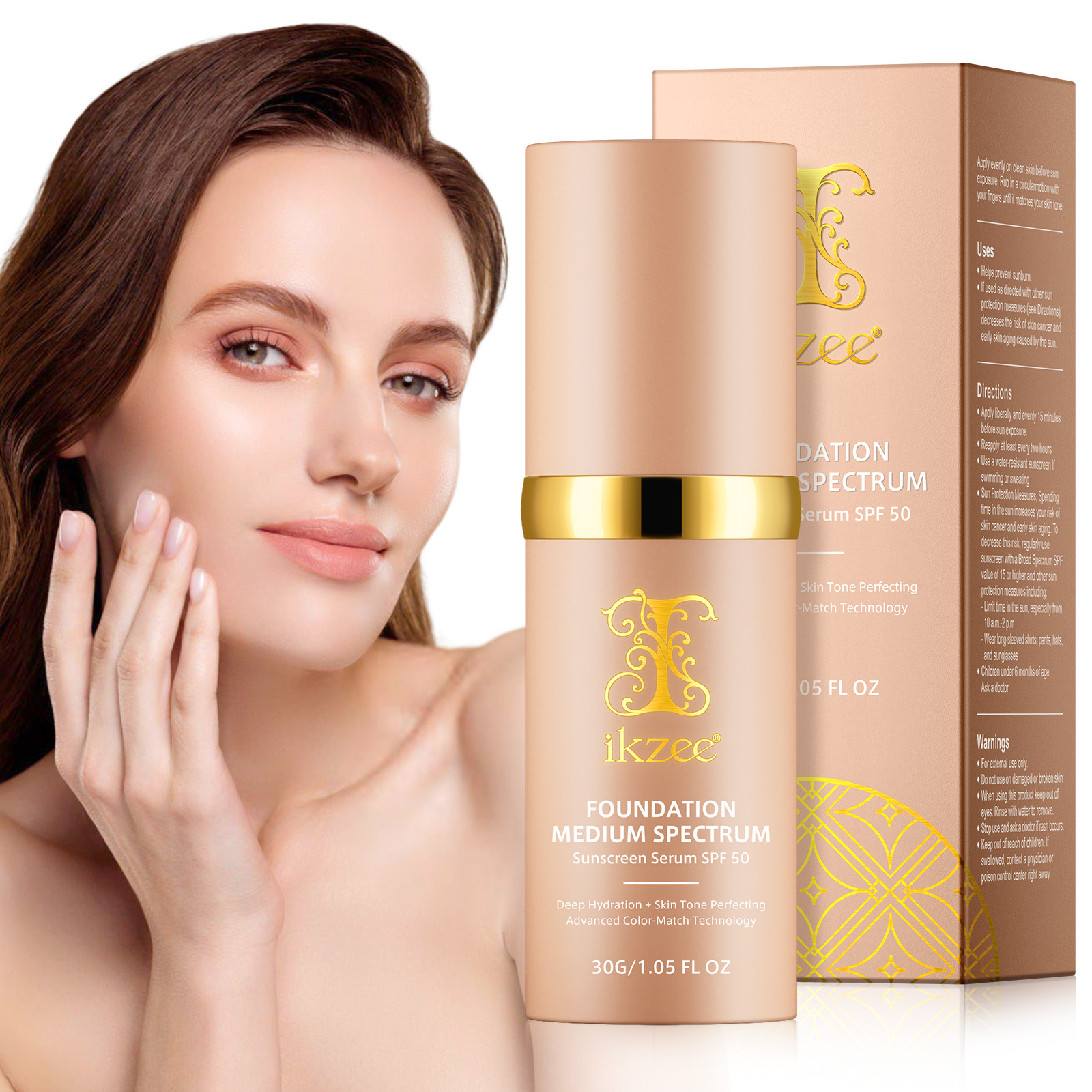 SPF 50+ Longwearing Waterproof Create Natural Makeup Medium Spectrum Full Coverage Concealer Hydrating Color Changing Foundation