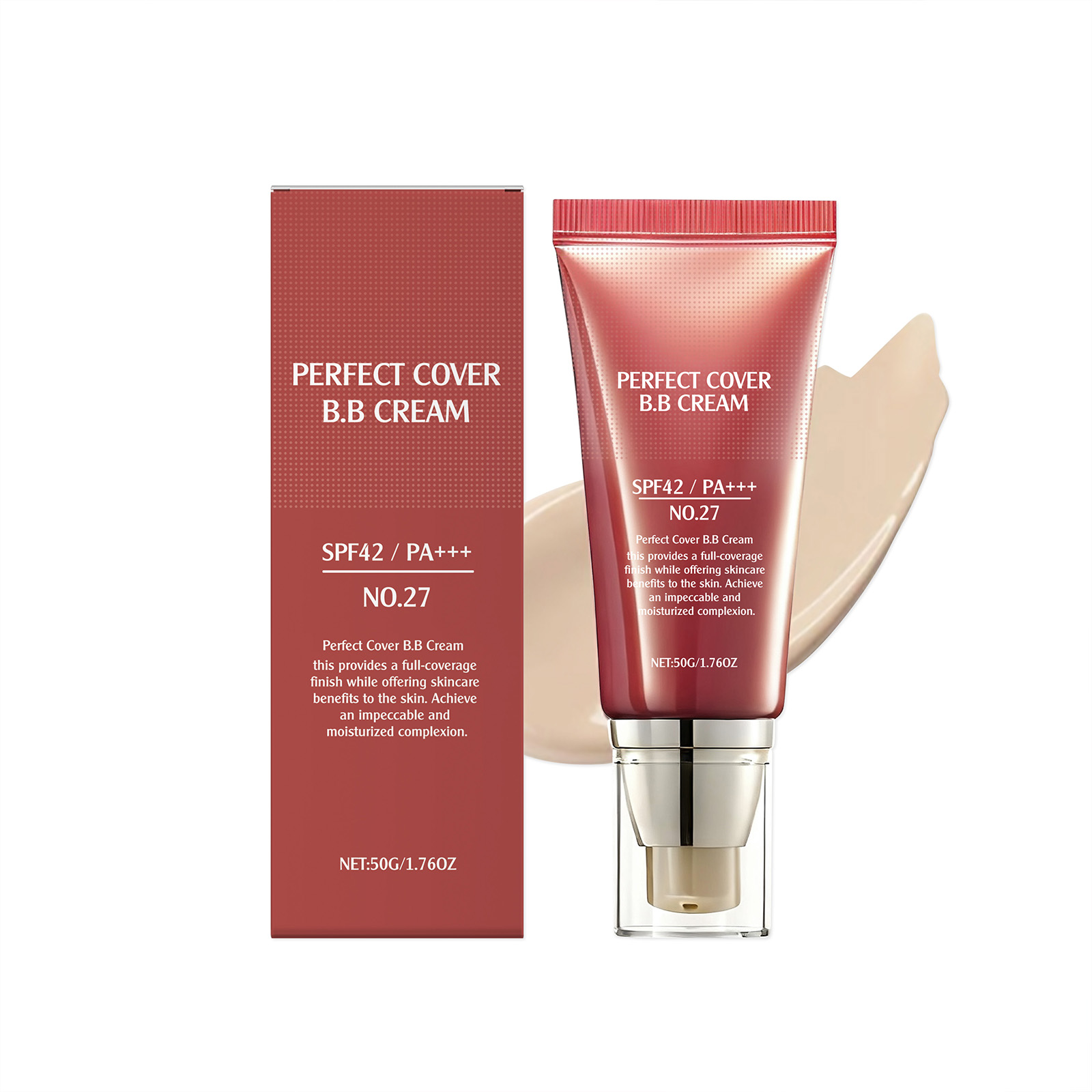 Perfect Cover BB Cream Natural Beige Foundation Waterproof SPF 42 Whitening Moisturizing Long Lasting Oil Control Hyaluronic