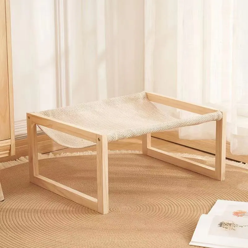 Indoor Luxury Adjustable Wooden Cat Hammock Elevated Wall Mounted Pet House Cat Bed with Portable Storage