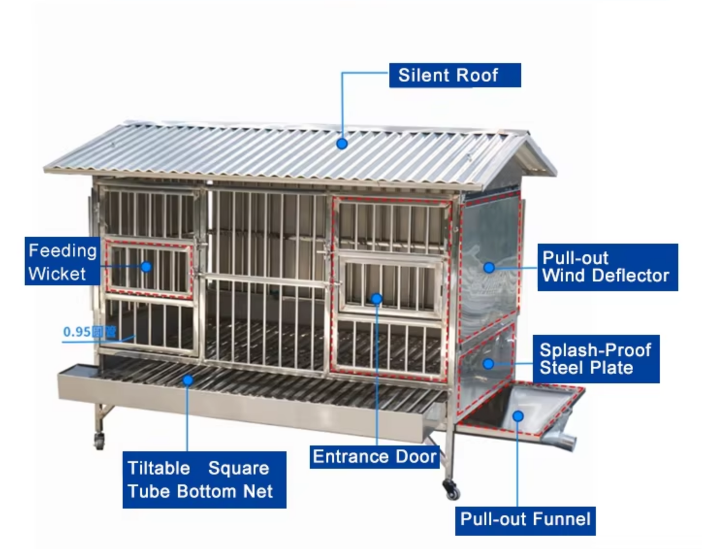Easy-to-Clean Stainless Steel Chicken Coop with Removable Tray