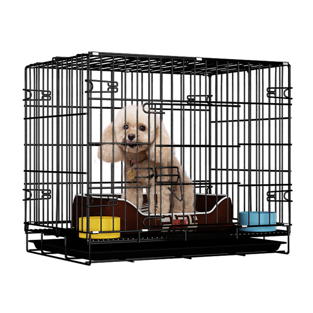 Wholesale OEM/ODM Heavy Duty Foldable Metal Dog Cages with Secure Double Doors Easy Clean Removable Tray Custom Logo Packaging