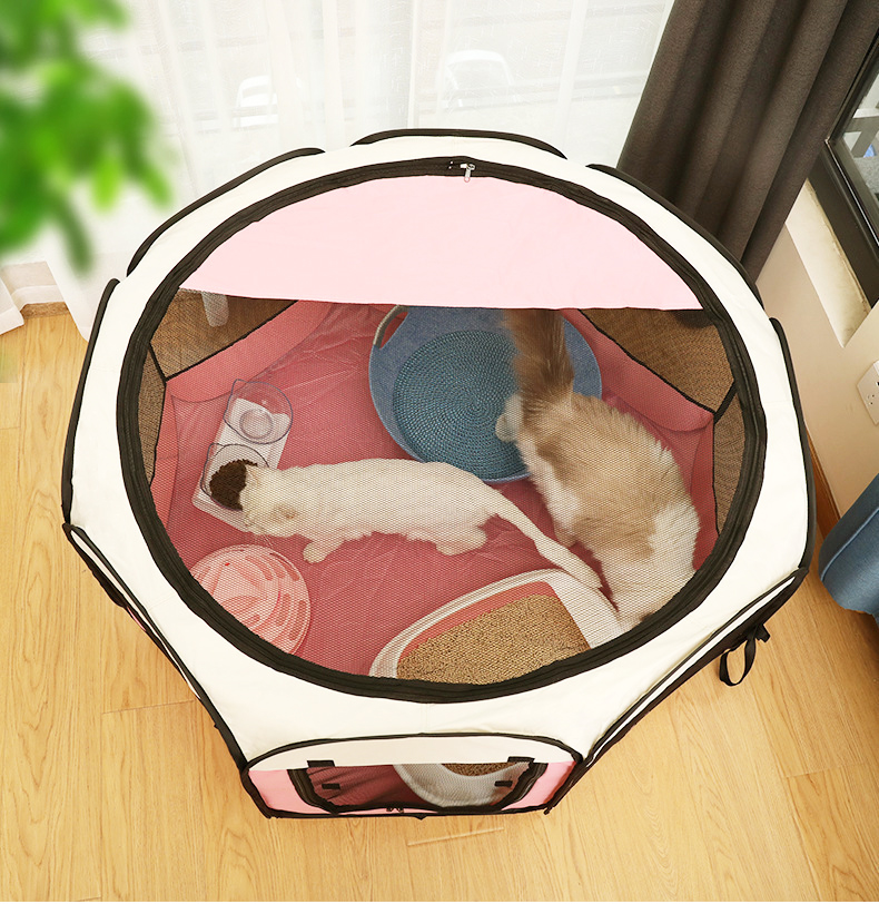 Pet Portable Foldable Playpen Exercise Kennel Dogs Cats Indoor/Outdoor Tent With Carrying Case Collapsible Travel Bowl