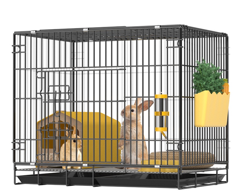 Wholesale Large Outdoor Folding Pet Dog Cage Durable Black Metal with Snap Button Closure Breathable and Solid Pattern