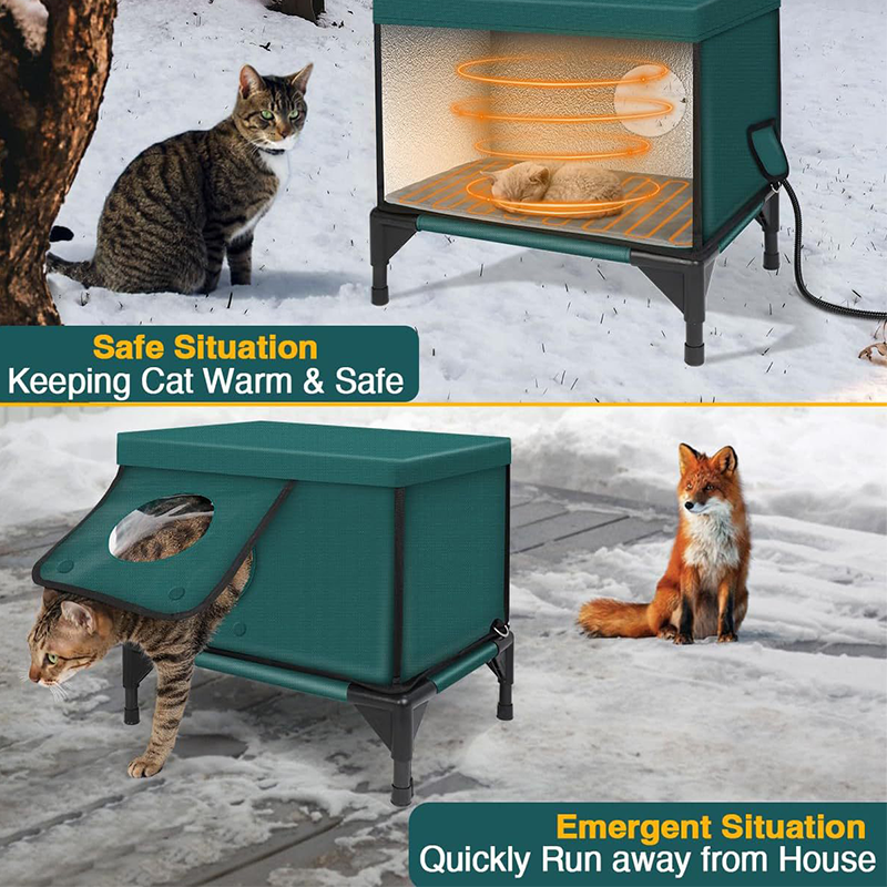 Wholesale Outdoor Luxury Winter Extra Large Heated Insulated Weatherproof Cat Shelter Heating Pad Elevated Pet Dog House Room