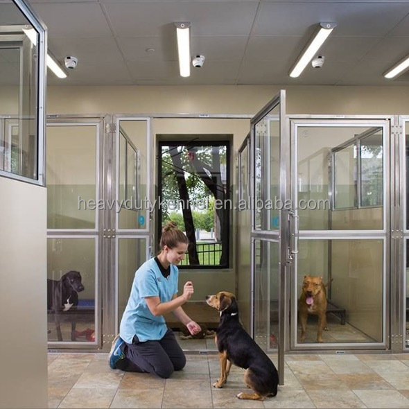 Dog Veterinary Cage Kennel Combines Double Stacked Run System Raised Lower Floors and Drains Dog Boarding Kennels