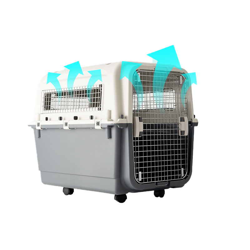 BS C011 Portable Cat Carrier Airline Approved Large Plastic Pet Dog Cat Kennel Crate With Wheel