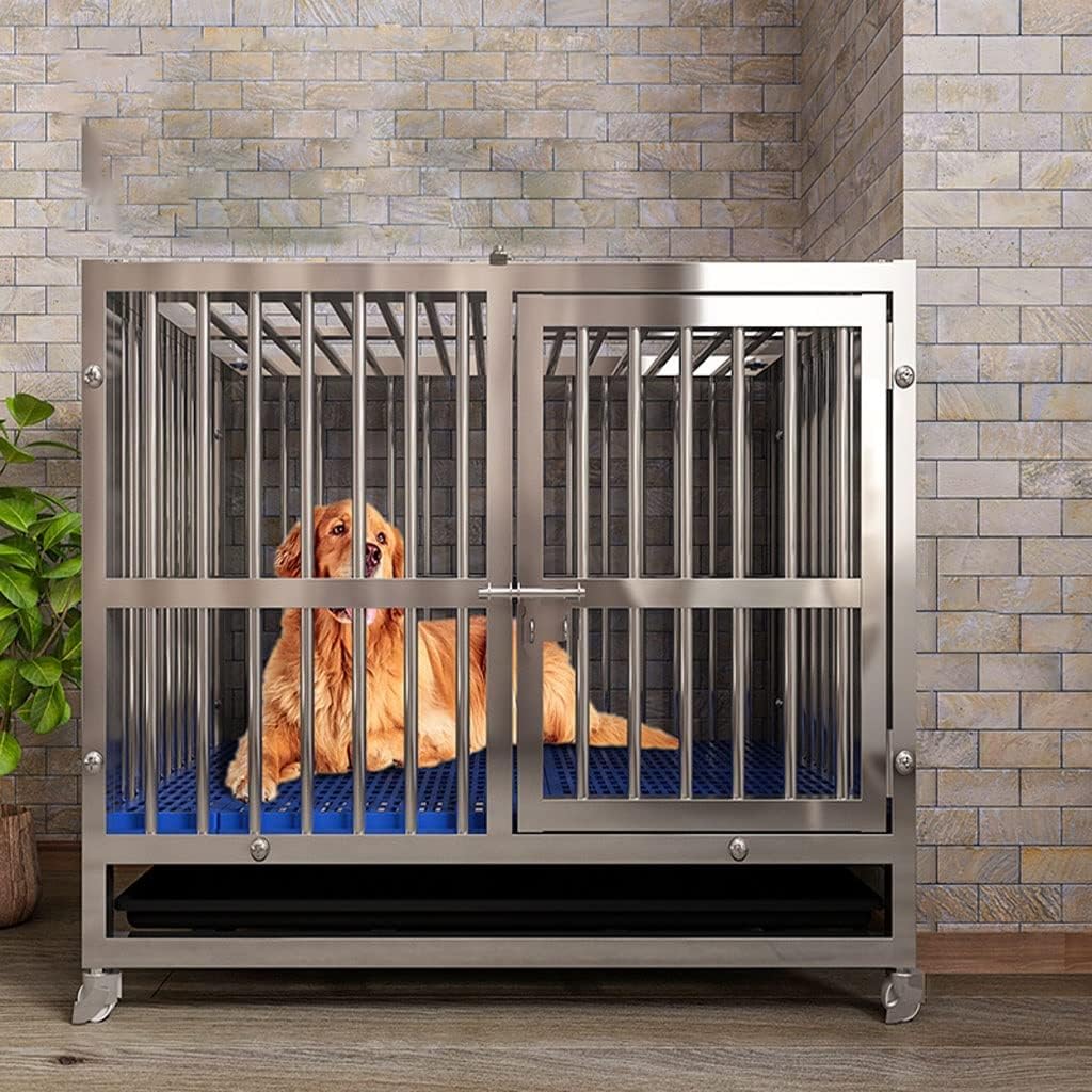Stainless Steel Crate Cage Duty Dog Kennel Pet Cage With Tray/Indoor Foldable Portable Stackable Heavy 304 Dog Kennel Pet Cage