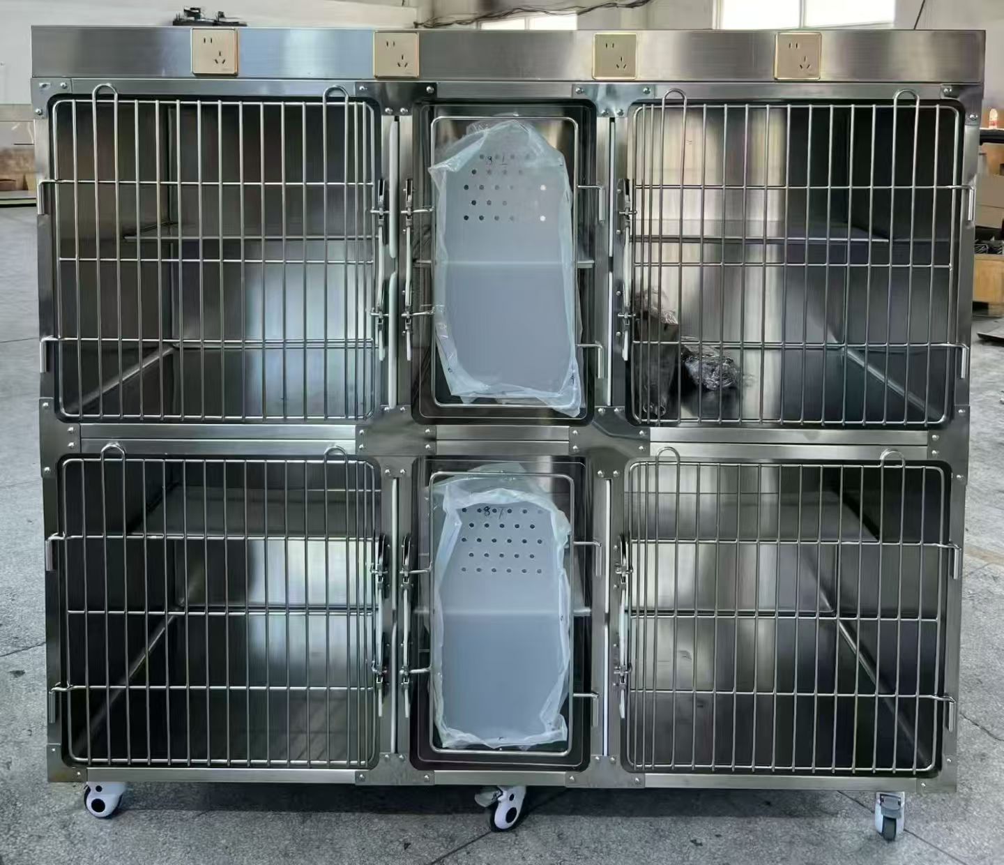Veterinary Grade Stainless Steel Animal Hospitalization Cage, Easy to Clean &amp; Disinfect, with Removable Tray