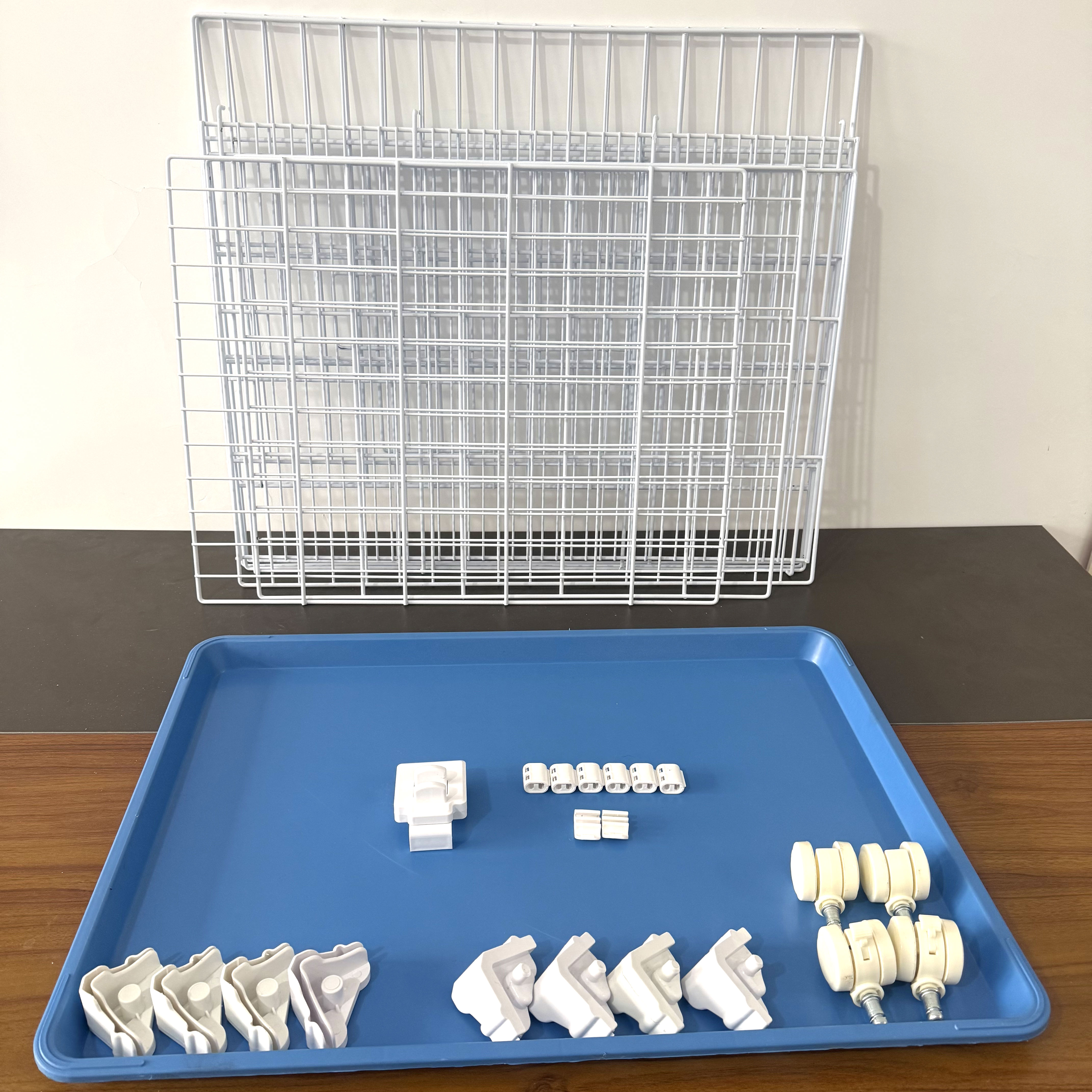 DIY Snap Lock Dog Cages with Stackable Panoramic Skylight, Bite-Resistant, Durable, With Wheels and Tray for Breeding Pets