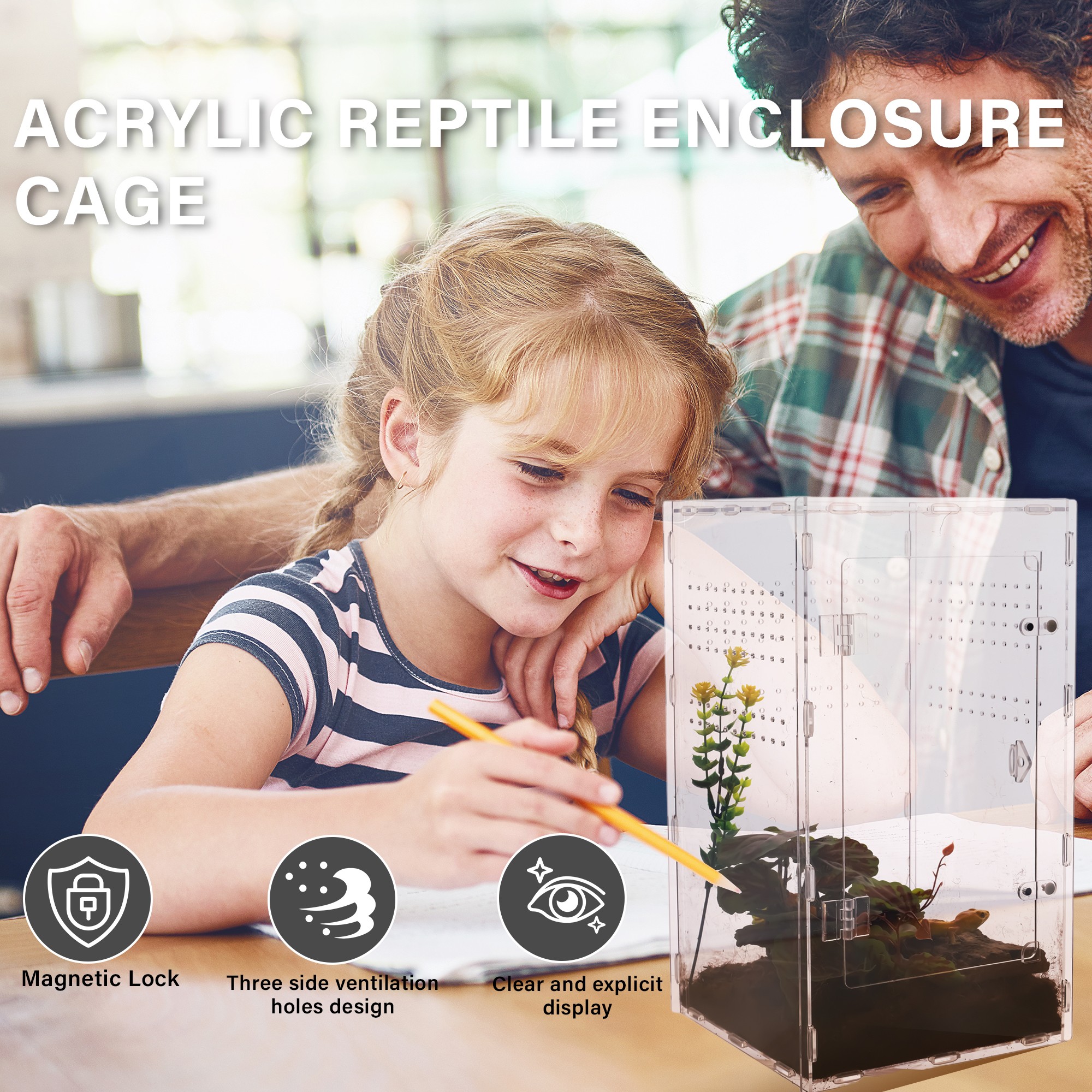 Magnetic Transparent Solid Tarantula Box 20x20x35cm Acrylic Enclosure Classic Simple Terrarium Insect Tank Pet Cages For Pets