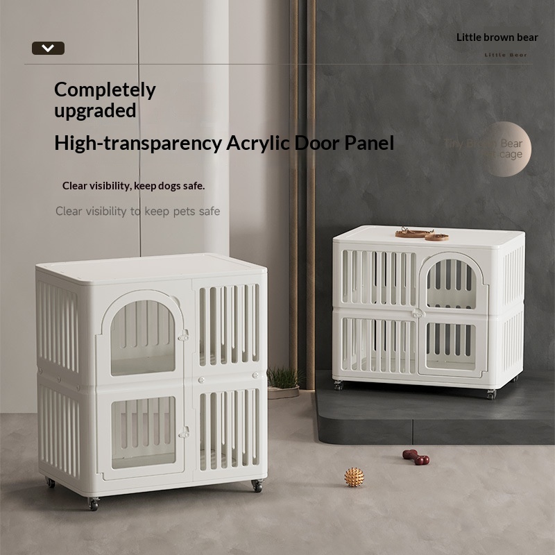 Pet Cages Enclosure Modern Indoor Stackable Large Plastic Dog Cage with Wheels for Small Dog