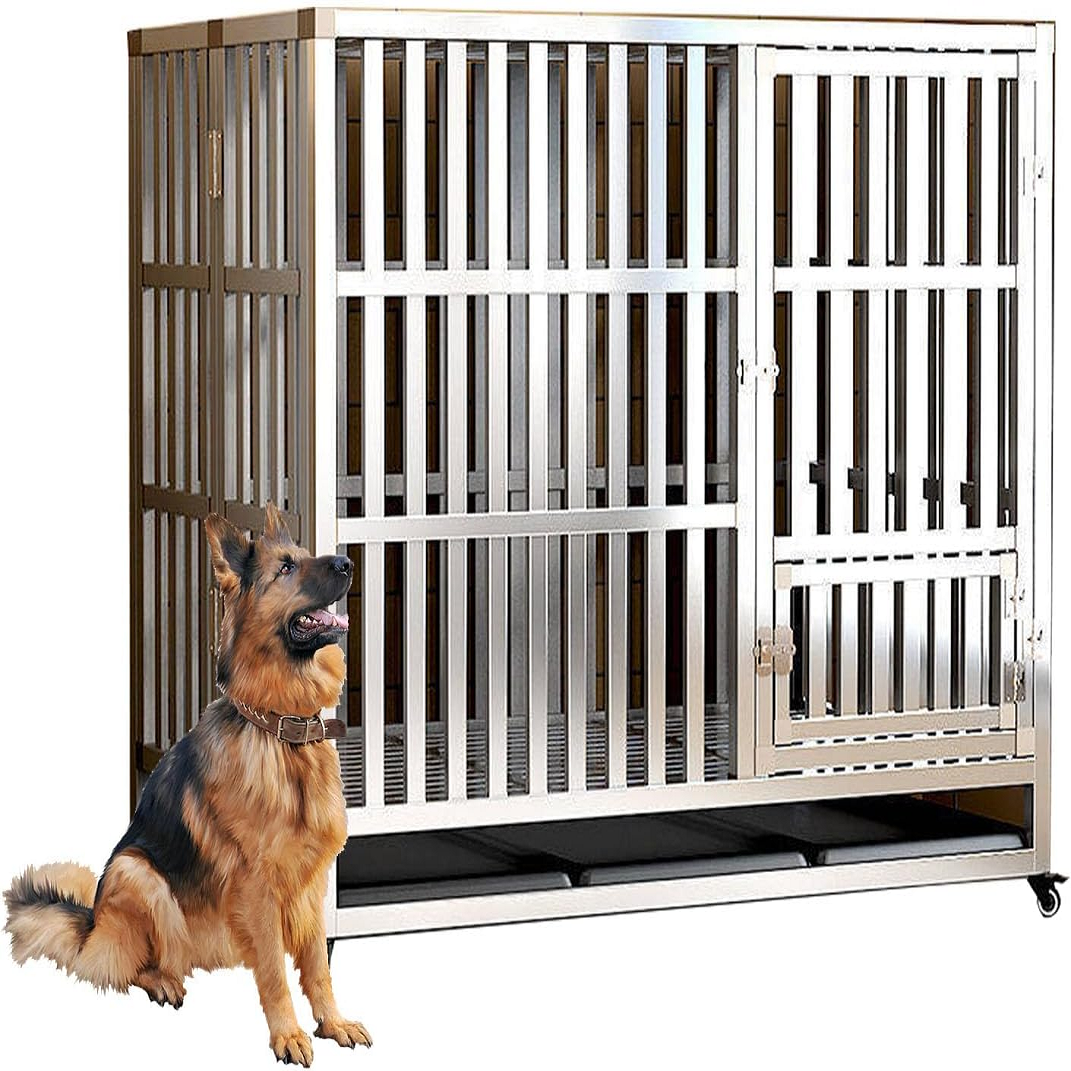 Heavy-Duty 48inch Large Size Metal Dog Cage Foldable Stainless Steel Large Dog Crate