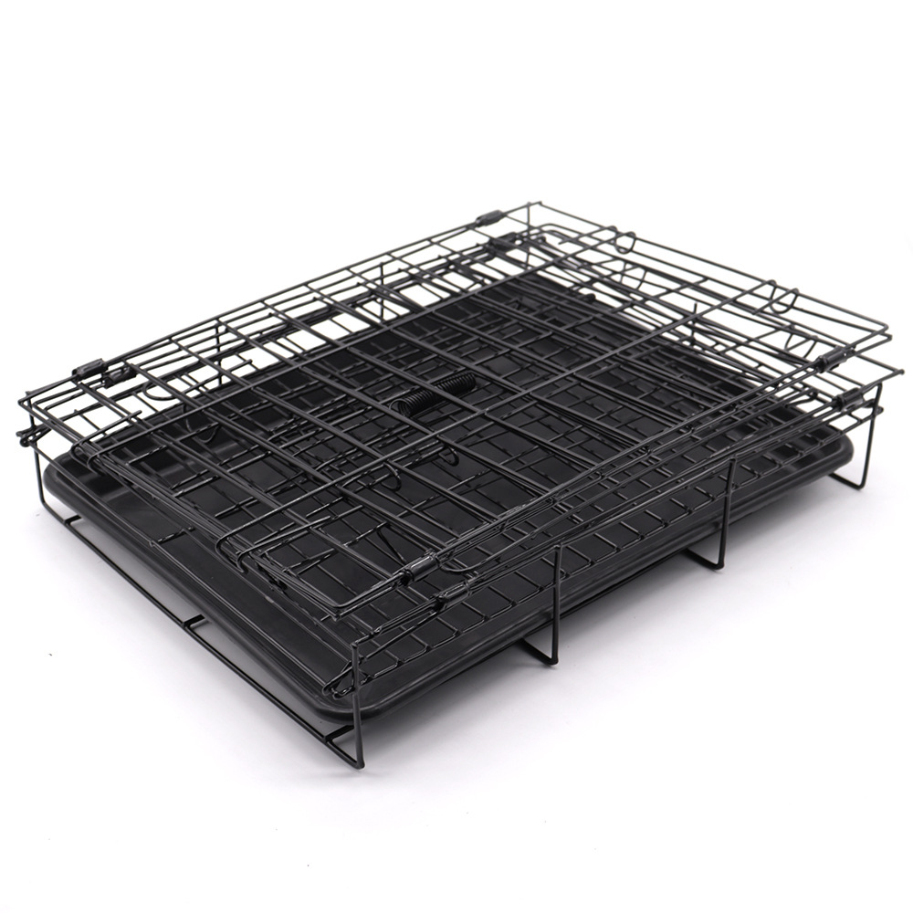 Portable Sturdy Foldable Rectangle Steel Dog Kennel With Metal Tray Detachable Indoor Pet Cage For Small Dogs Cats &amp; Rabbits