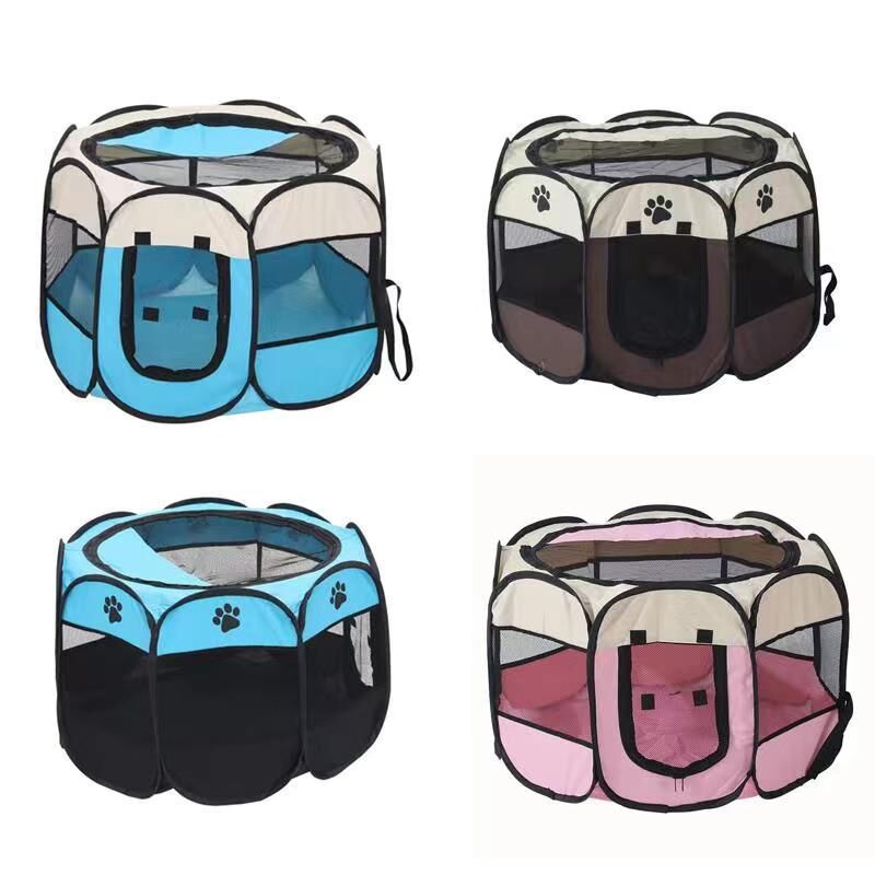 Pet Portable Foldable Playpen Exercise Kennel Dogs Cats Indoor/Outdoor Tent With Carrying Case Collapsible Travel Bowl