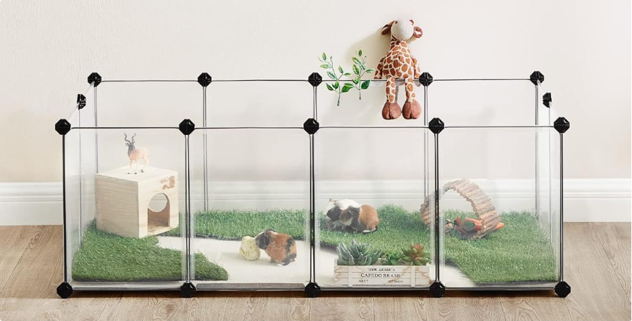 Large Space Anti-Escape Dog &amp; Rabbit Cage Fence Free Splicing Transparent Indoor Enclosure for All Seasons Rectangular Design