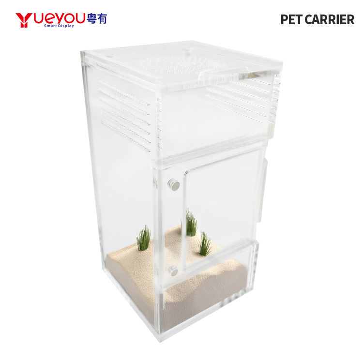 Custom Modern Large Volume Slider Opening Acrylic Transparent LED Light Pet Reptile Organic Ecological Box Perforated