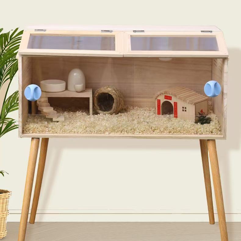 New Portable Durable Eco-Friendly Wooden Cage Openable Top Hamster House Small Animals Guinea Pigs Featuring