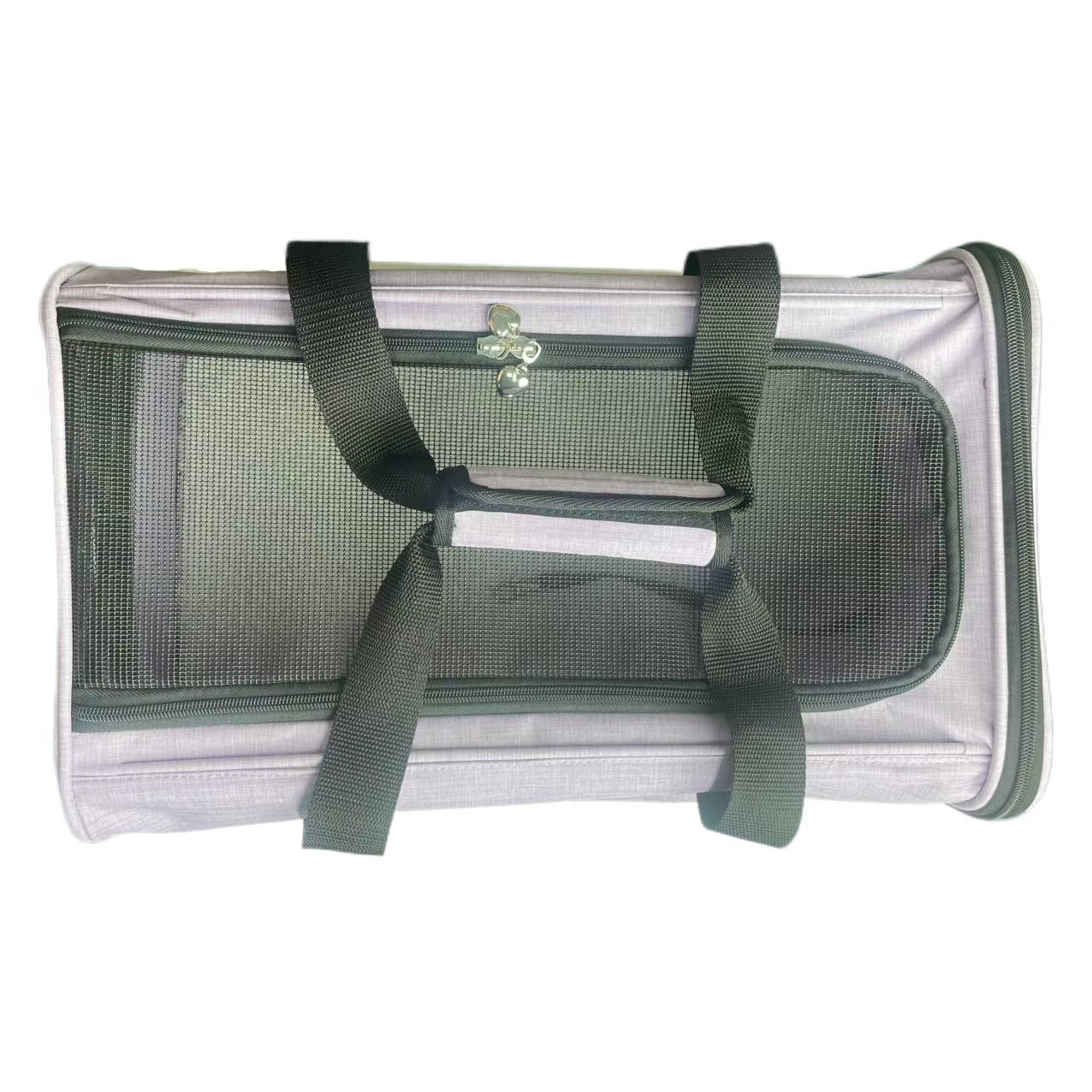 Fashionable Portable Eco-Friendly Breathable Oxford Polyester Pet Mesh Carrier Foldable Large Capacity Outdoor Travel Bag Zipper