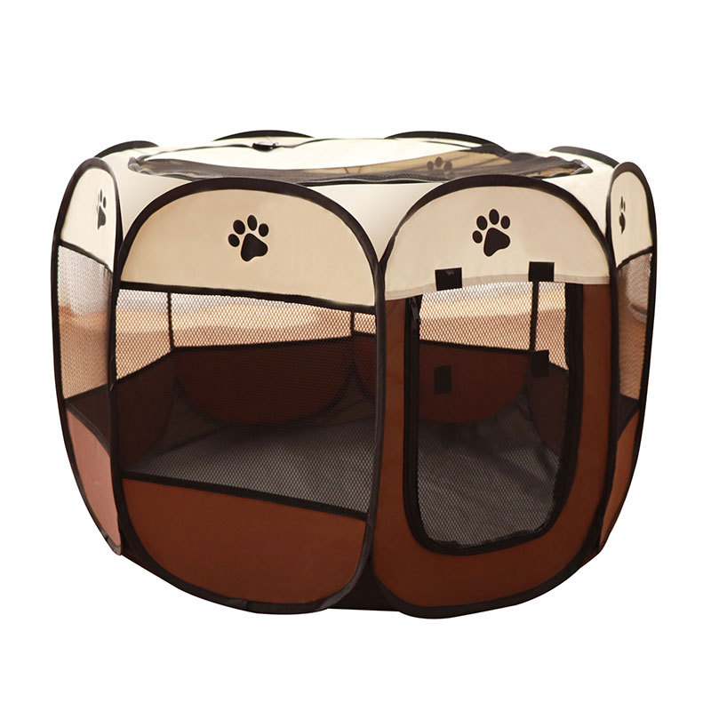 Large Gray Portable Dog Playpen Breathable Oxford Cat Tent Pet Playground/Kennel Zippered Indoor Outdoor Foldable Puppy Crate
