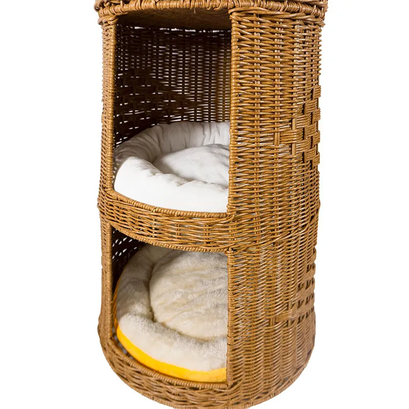 Eco-Friendly Stylish PP Pet House Handcrafted Rattan Home for Cats Small Dogs Rabbits Comfortable Home Decor