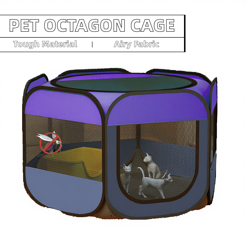 114*114*58cm Breathable Spring/Summer Dog Cage Pet Tent Enclosure with Belt Closure Oxford Cloth Folding Kennel for All Seasons