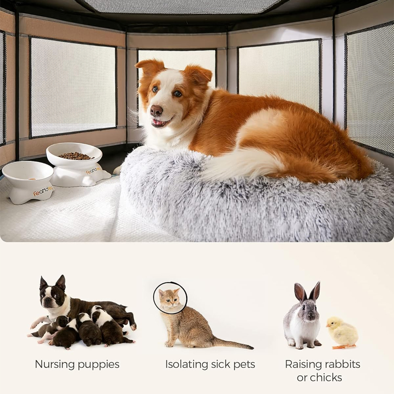 Pet Enclosure Octagonal Waterproof Tent Collapsible Pet Tent Breeding Cage Baby Box Dog Cat Delivery Room Isolation Room