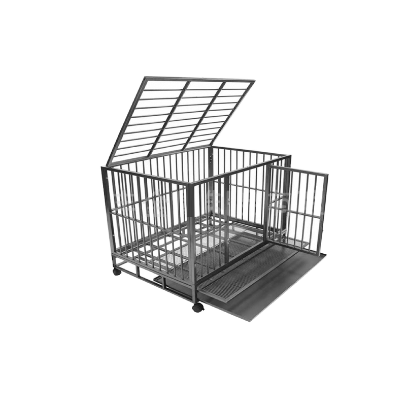 Best Seller Heavy Duty Indestructible Foldable Stainless Steel Dog Crate 36/42/48 Inch Escape Proof Double Door Lock High