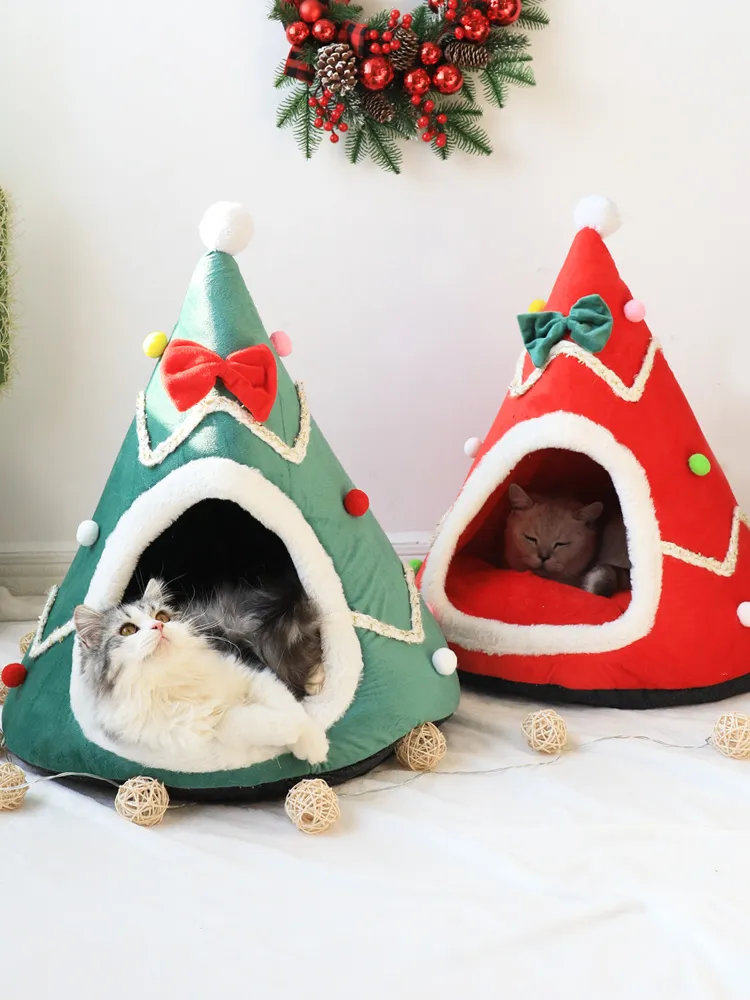 Winter Warm Soft Comfortable Christmas Cozy Nesk Bed Cat House Pet for Small Dogs