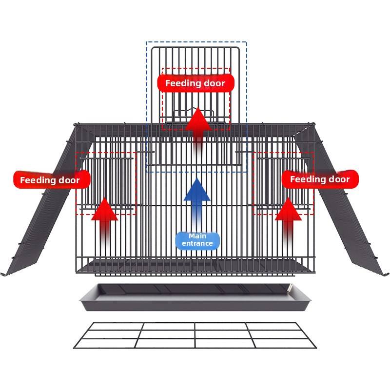 Multi-Pet Indoor Iron Rabbit Hutch Removable Tray Stylish Easy Clean 4-Door Space-Saving Foldable Easy Assembly for Pet Stores