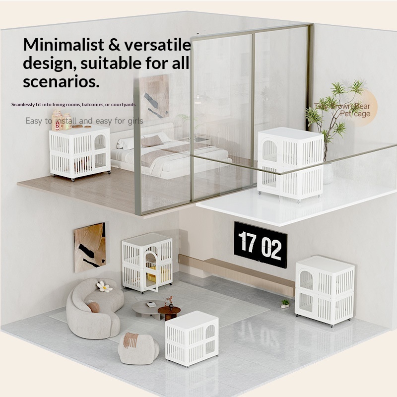 Pet Cages Enclosure Modern Indoor Stackable Large Plastic Dog Cage with Wheels for Small Dog
