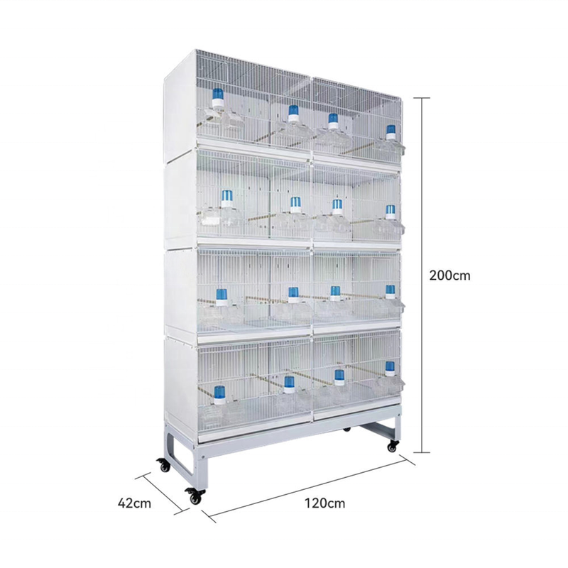4 Layer Stackable Collapsible White Wire Canary Breeding Cages Handmade Luxury Love Bird Cage Carton Package With Drinker Box