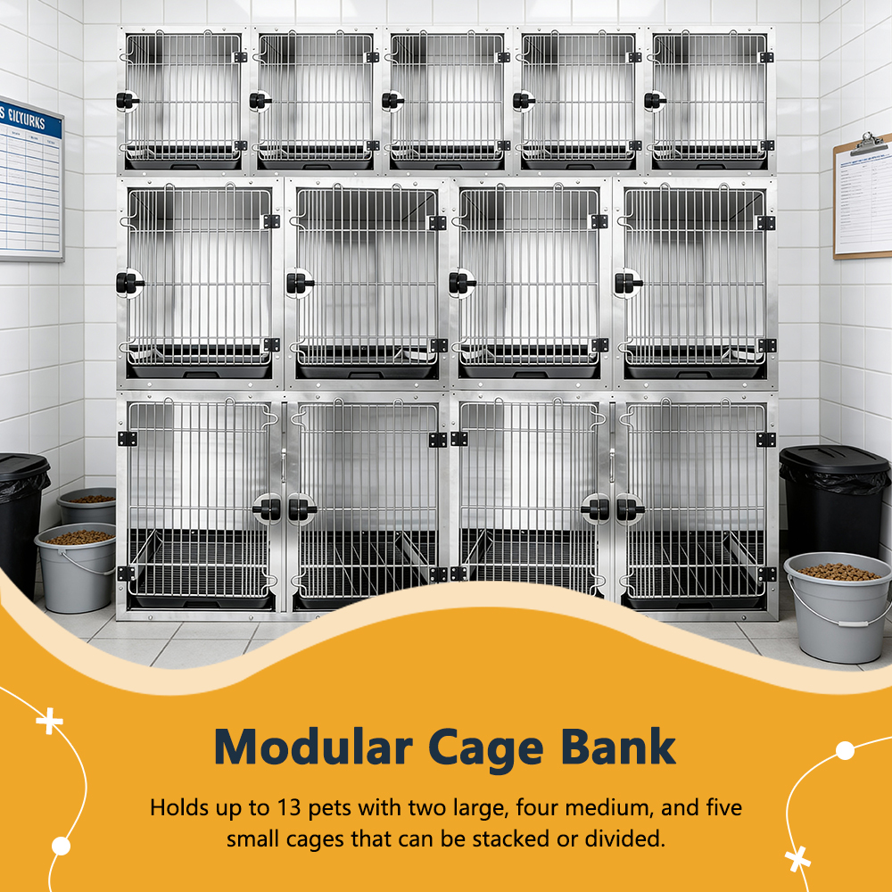 Clinic Luxury Veterinary Heavy Duty Modular Breeding Animal Stainless Steel Vet Pet Dog Cage Kennel Cages With Solid Walls