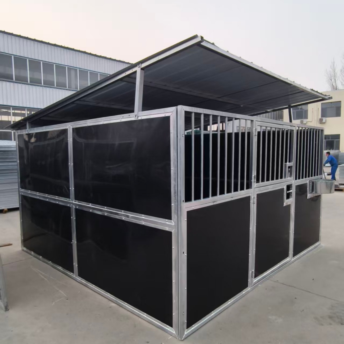 Steel Horse Stables With Roof Supply Outdoor Portable Horse Stall Panels Hinged Door