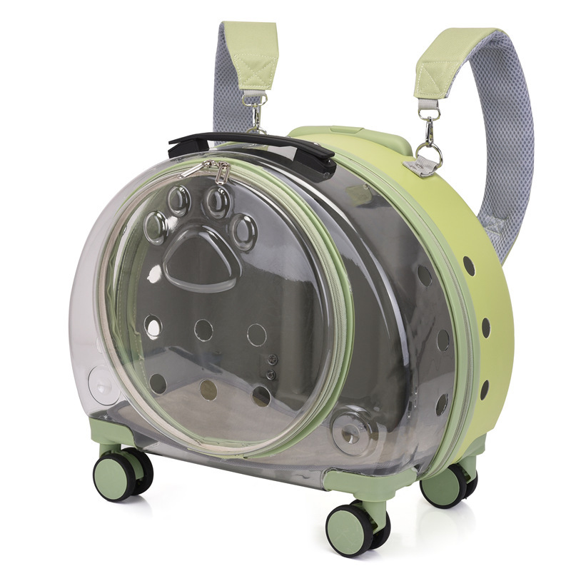 Wholesale Fashion Pet Carrier Wheels Breathable Animal Pattern Dog Cat Travel Backpack Pet Trolley Bag